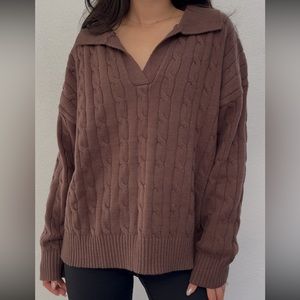 Brown Cable Knit Women's Sweater
